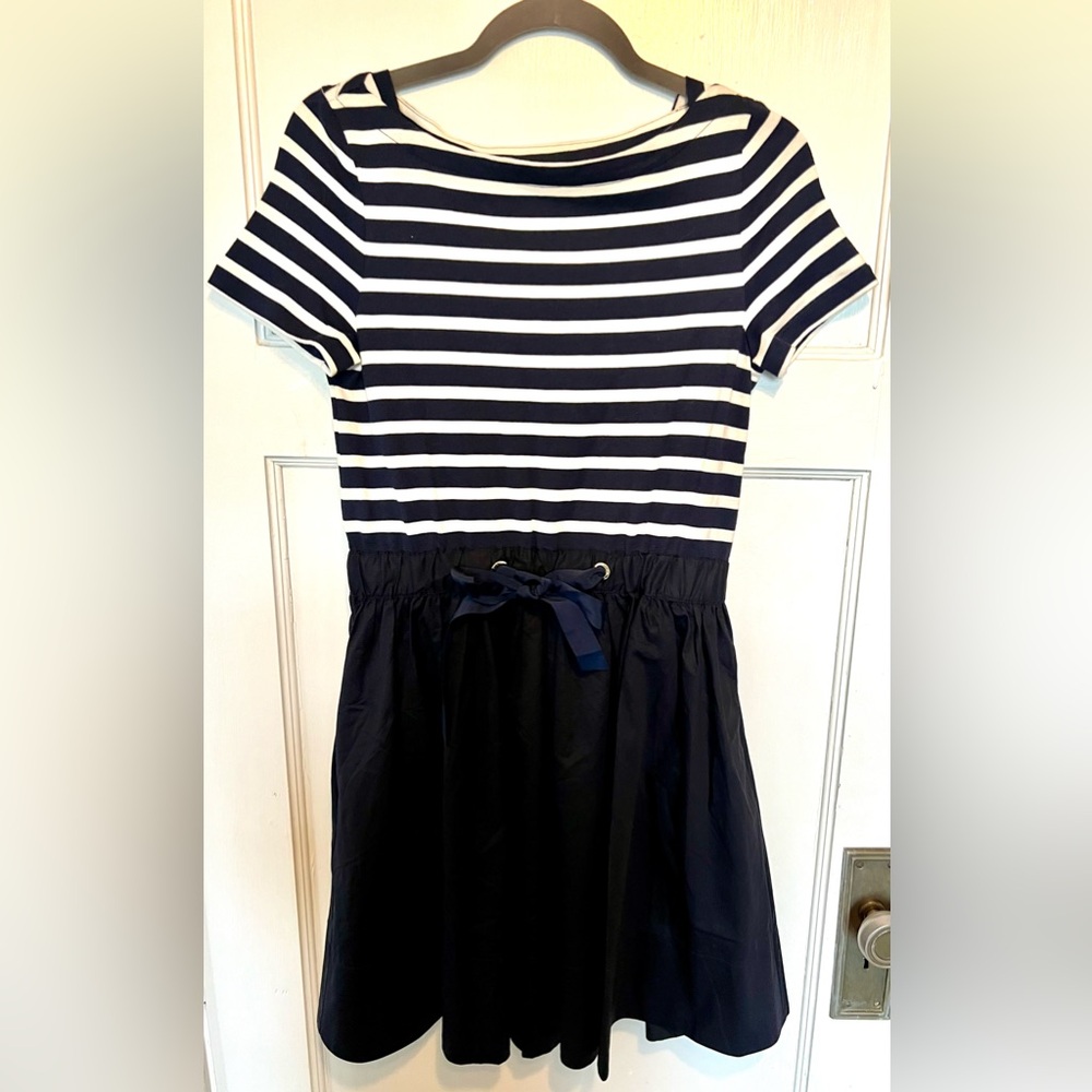 Kate Spade navy and white striped dress with solid navy bottom size XS